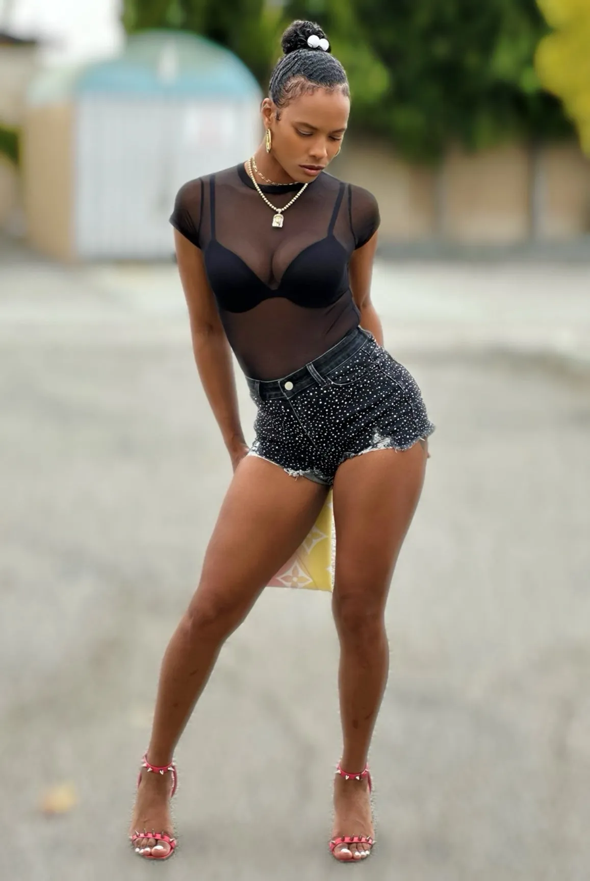 Talk About It.....Studded Denim Shorts