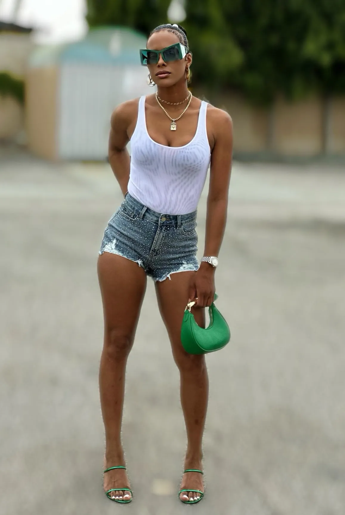 Talk About It.....Studded Denim Shorts