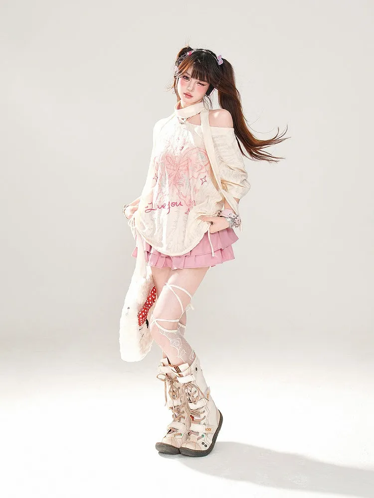 Tiered Mini Skirt Pink A-Line Glamorous