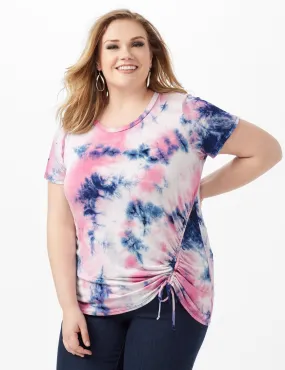 Tye Dye Ruched Tie Front Top