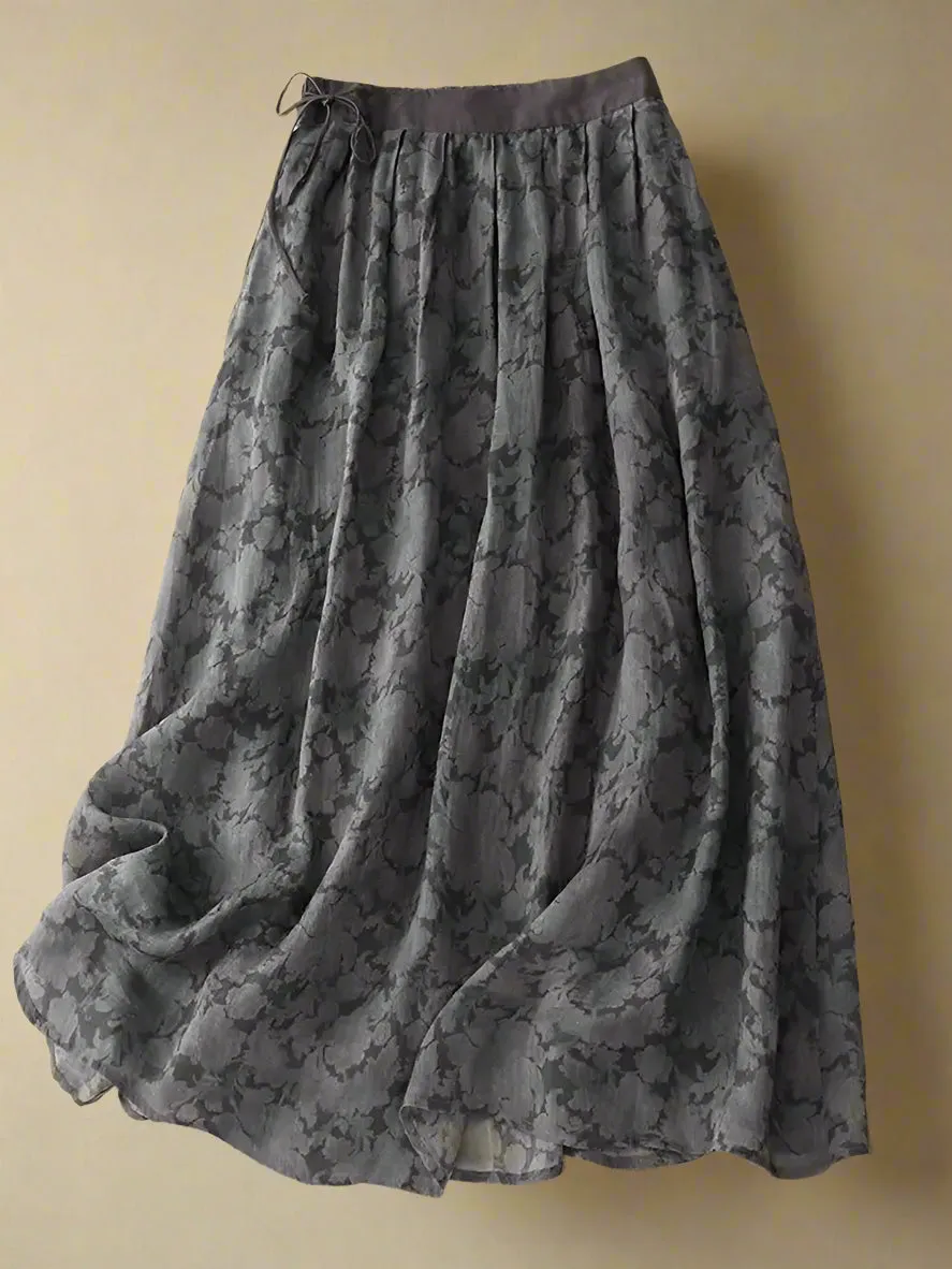 Vintage Earthy Floral A-Line Skirt
