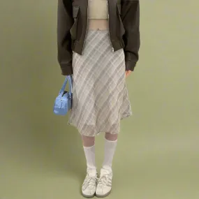 Vintage Plaid A-Line Midi Skirt