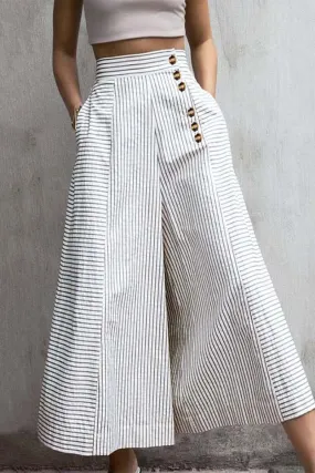 Women's Striped Wide Leg Trousers