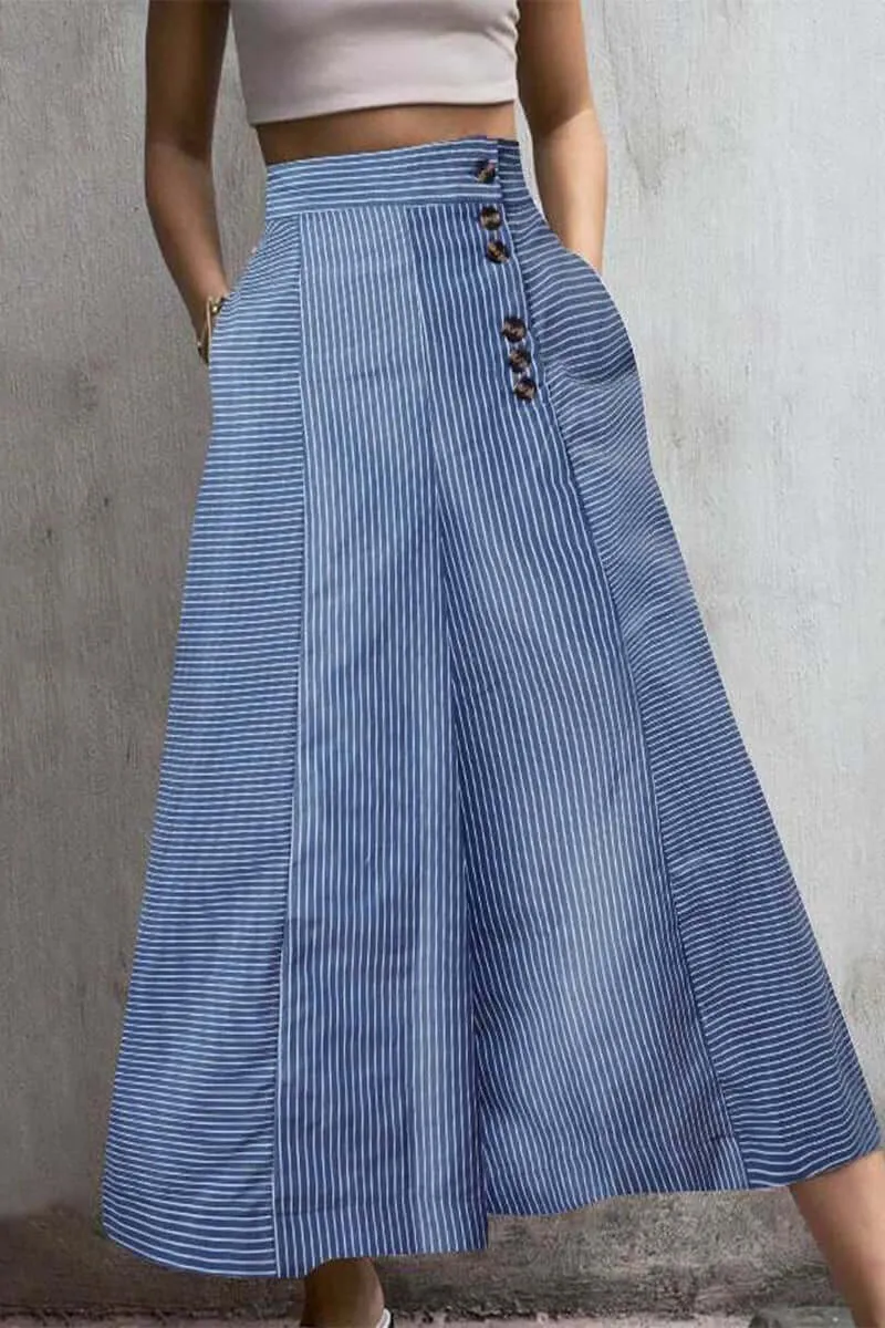 Women's Striped Wide Leg Trousers
